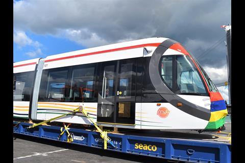 The first of 18 light rail vehicles which CAF is supplying for the Metro Express project was delivered on July 4.